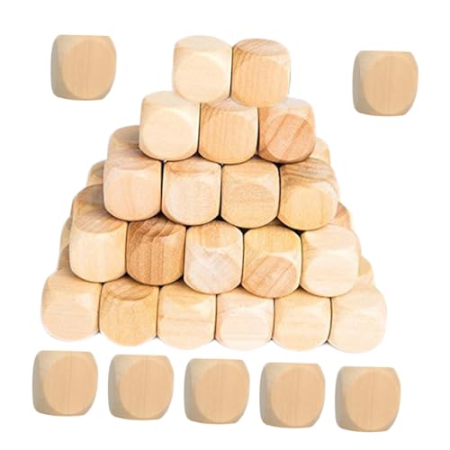 JOINPAYA 100 Stück Runde Ecken DIY Spielwürfel für Kreative Projekte Basteln und Lehrmaterialien Natürliche Holzoptik für Brettspiele von JOINPAYA