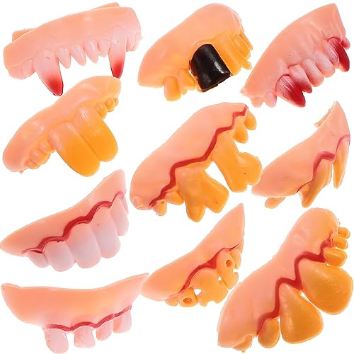 JOINPAYA 10 Stücke Gefälschte Vampirzähne Halloween Kostüm Zubehör Gruselig Gummi Zähne Set von JOINPAYA