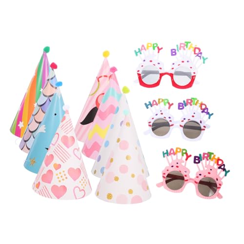 JOINPAYA 11 Stück Geburtstagsfeier Junge Alles zum Geburtstag Hut partytüten kindergeburtstag jumsuit alles zum geburtstag brille Bommel-Geburtstagsmütze Plastik von JOINPAYA