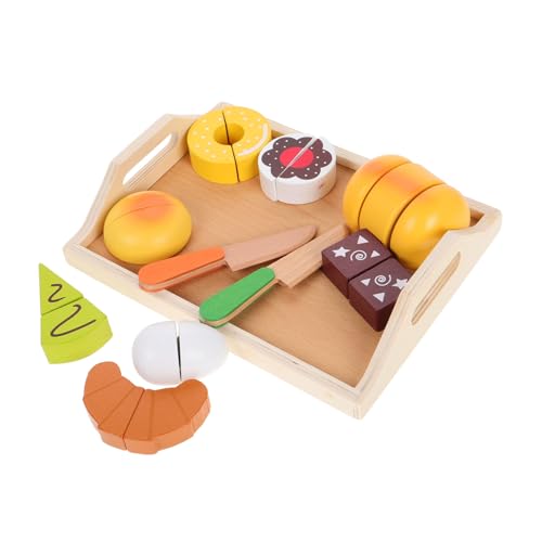 JOINPAYA 11Stücke Teiliges Holzspielzeug Für Teeservice Mit Kuchen Und Snacks Lernspielzeug Für Feinmotorik Rollenspiel Küchenspielzeug Für Kleinkinder von JOINPAYA