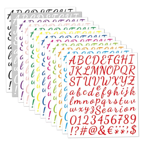 JOINPAYA Bastelfreundliche Buchstaben- Und Zahlenaufkleber – 12 Bögen – Alphabet- Und Zahlenaufkleber – Abzieh- Und Aufklebedekor Für Tagebücher von JOINPAYA