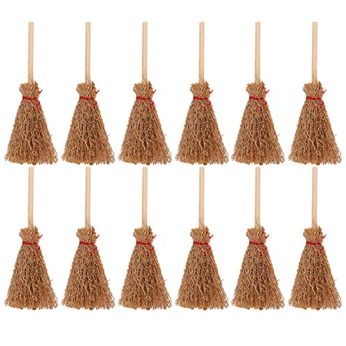 JOINPAYA Komplettes Hexenbesen-Set – 12 Miniaturen Fürs Puppenhaus – Holz – Perfektes Miniatur-küchenzubehör von JOINPAYA
