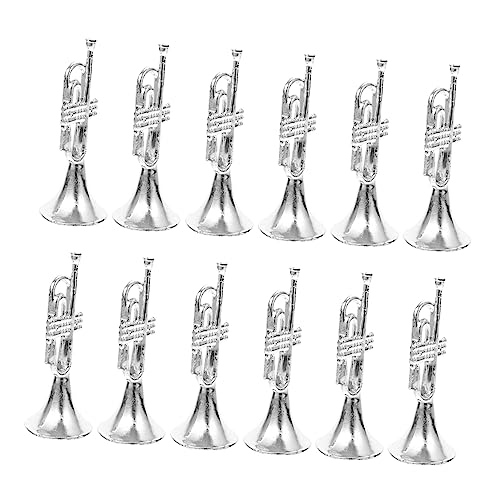 JOINPAYA 12 Stück Direkte Dekorationen Musik Miniatur-trompete Zum Aufhängen Puppenhaus-trompete Trompetenverzierung Klein Kind Mini-trompete Plastik Silver von JOINPAYA