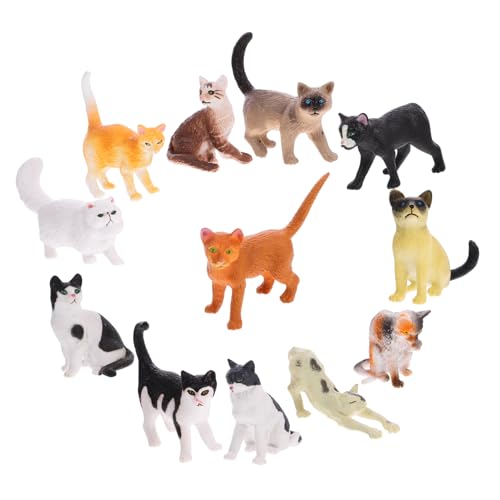 JOINPAYA Katzenfiguren Spielzeug Simulation Kunststoff Realistische Katzenstatuen 12pcs Katzenmodell Für Home Office von JOINPAYA