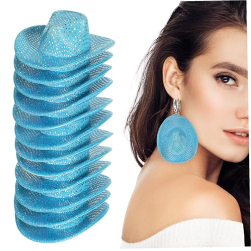 JOINPAYA 12 Stück Mini Cowboy Hüte aus Polyester Glitzernde Western Deko Kleine Cowboy Caps für Puppen DIY Basteln Party Festivaldekoration Leicht und Vielseitig Einsetzbar von JOINPAYA