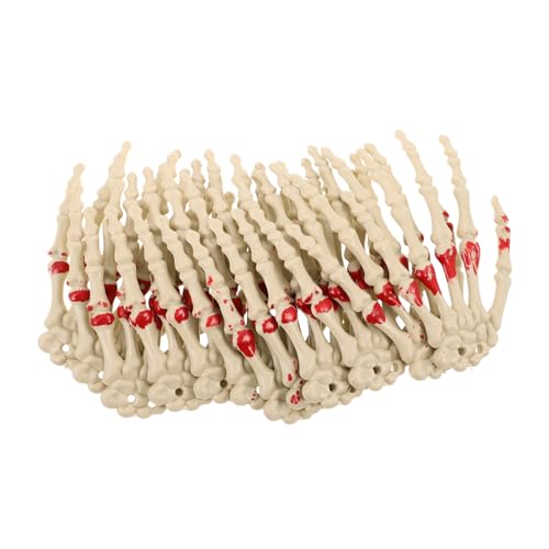 JOINPAYA 12 Stück Teiliges Halloween Skelett Hände Realistische Kunststoff Knochen Hand Requisite für Gruselige Partys Geisterhaus Grab Dekorationen Leichte Hängende Spukhand von JOINPAYA