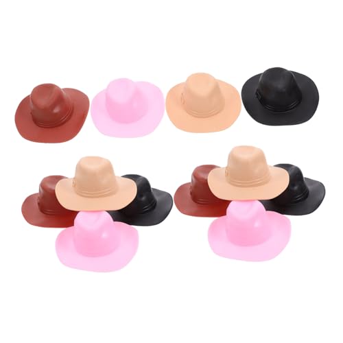 JOINPAYA 12 Stück Teiliges Mini Cowboyhut aus Kunststoff Vielseitige Miniatur Hüte für Basteln Puppenhaus DIY Dekoration Haarclips und Kinderspielzeug Bunte Farbmischung von JOINPAYA