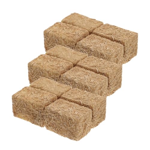 JOINPAYA 12 Stück Teiliges Miniatur Strohballen Realistische Heuballen Deko für DIY Puppenhaus Mini Garten Landschaftsgestaltung Herbstliche Bauernhof Szene Stapelbar Langlebig von JOINPAYA