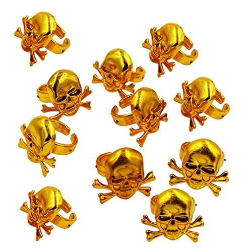 JOINPAYA 12 Stück Teiliges Piratenringe Goldfarbene Schädel Ringe Halloween Kostüm Party Deko Verstellbar Piraten Schmuck Requisiten für Jungen und Mädchen JOINPAYA 12 Stück Teiliges Piratenringe Goldfarbene Schädel Ringe Halloween Kostüm Party Deko Verstellbar Piraten Schmuck Requisiten für Jungen und Mädchen von JOINPAYA