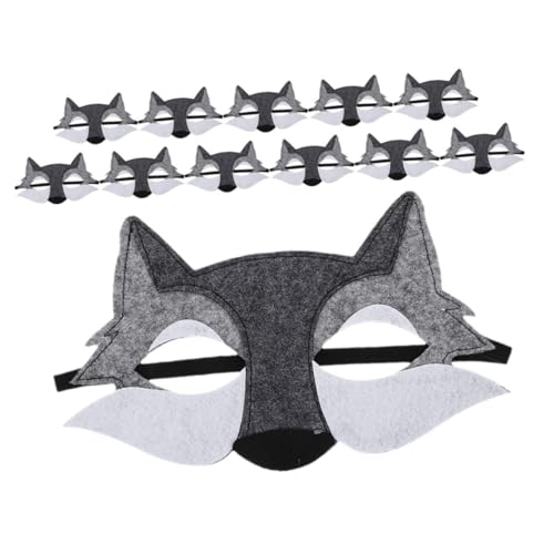JOINPAYA 12 Stück Teiliges Wolf Kostüm Halbgesichtsmaske aus Filz Realistische Tiermaske in Komfortabel und Leicht für Halloween Cosplay Maskenball und Fasching Geeignet von JOINPAYA