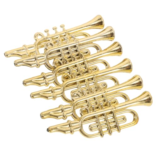 JOINPAYA 12 Stück Weihnachtsdekoration musikinstrumente Weihnachtsbaum weihnachtskranz Christbaumschmuck Miniatur-Musikinstrument Musikspielzeug Horn Miniatur-Dinge Plastik Golden von JOINPAYA