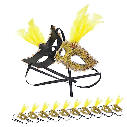 JOINPAYA 12St Karnevalsmaske Schlag Maskenkostüm schwarzes, lochloses Halloween Kostüme Männer maskieren the hallow halloween mitgebsel Cosplay-Masken für Frauen Halbmasken Feder Yellow JOINPAYA 12St Karnevalsmaske Schlag Maskenkostüm schwarzes, lochloses Halloween Kostüme Männer maskieren the hallow halloween mitgebsel Cosplay-Masken für Frauen Halbmasken Feder Yellow von JOINPAYA