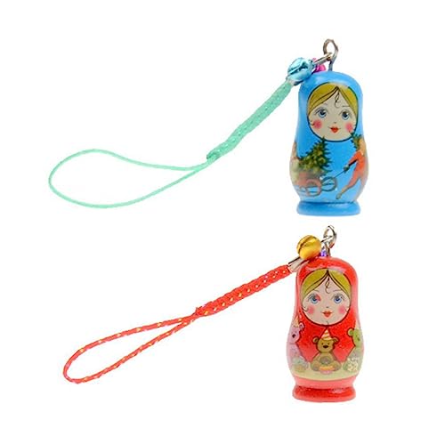 JOINPAYA 12Stücke Hölzerne Matryoshka Schlüsselanhänger Kreative Russische Puppen Schlüsselringe Für Handy Taschen Anhänger Zufällige Lanyard Farbe von JOINPAYA