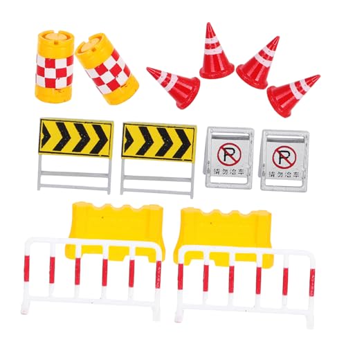 JOINPAYA 14-teiliges Miniatur-verkehrsschilder-Set – Straßensperren-Spielzeug Für Kinder Fußballkegel Mini-Verkehr Spielschild Verkehrsschild-licht Tablett-miniaturen von JOINPAYA