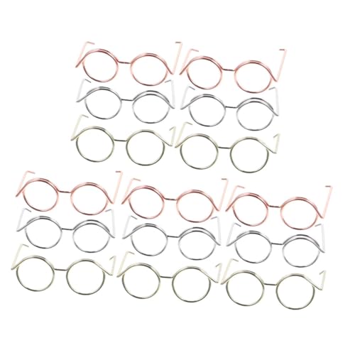 JOINPAYA 15 Stück Brille Spielzeugzubehör Puppenbrille Rand Puppe Mit Winzig Babypuppe Mini-Brille Für Puppen Draht Runden Kleid Gläser Realistisch Klein Rahmen Puppenaugen Kupferkabel von JOINPAYA