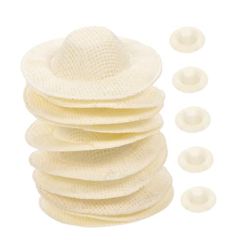 JOINPAYA 15 Stück Mini-Strohhut Puppenmütze kleine Puppenhüte Schlüssel Mini-Strohhüte zum Basteln Puppen Strohhut winzig Miniaturhäuser Puppenhut Mini-Hut-DIY-Requisite gewebter Hut Stoff von JOINPAYA