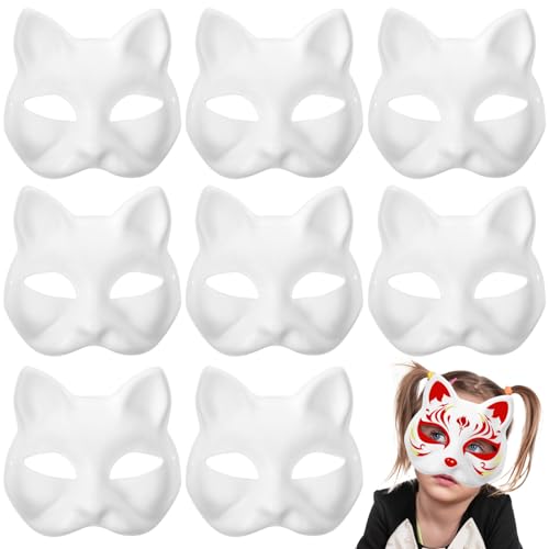 JOINPAYA 15 Stück Weiße Katzen-Gesichtsmaske: Therian Blank Unvollendete Maskerade-Papiermaske Für Kostüm-Cosplay von JOINPAYA
