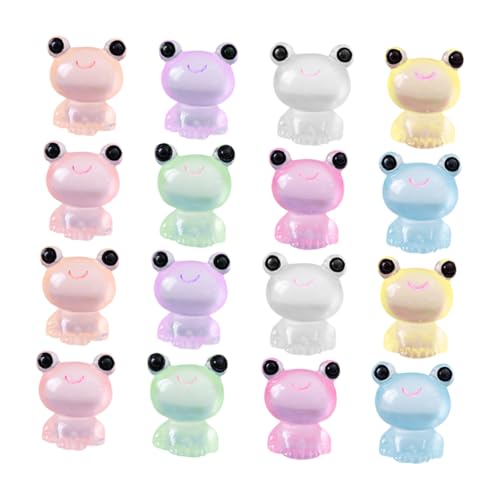 JOINPAYA 16 Stück Teiliges Miniatur Harz Frosch Deko Leuchtende Kleine Resin Frösche Langlebige Mini Tierfiguren für Garten Puppenhaus Landschaft Kindgerechte Niedliche Froschstatue von JOINPAYA