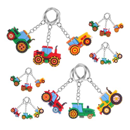 JOINPAYA 18 Stück Teiliges Traktor Schlüsselanhänger Party Mitgebsel Farbige Bauernhof Baumaschinen Schlüsselringe Leicht Tragbar Robuste Fahrzeuge Geschenkideen für Erntedankfest von JOINPAYA