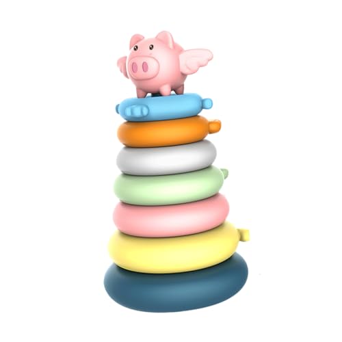 JOINPAYA 1Satz Frühkindliches Lernspielzeug Stapelblöcke Für Lagige Rainbow Turm Mit Süßem Schwein Fördert Hand Augen Koordination Für Badespaß Und Kreative Spiele von JOINPAYA