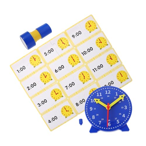 JOINPAYA 1Satz Pädagogisches zur Uhrenerkennung für Kompaktes Zeitmodell mit Stempel und Zeitkarten für Klassenzimmer und Zuhause Stunden Anzeigeblau von JOINPAYA