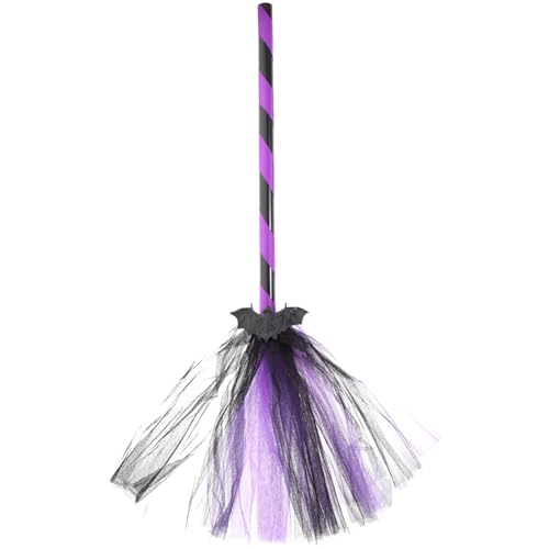 JOINPAYA 1Stk Fledermausmaschenbesen Halloween-Besen aufblasbares Kostüm für Erwachsene Halloween Costume Halloween Kleidung Band gestreifter Griff Halloween-Fledermaus Besen Gittergewebe von JOINPAYA