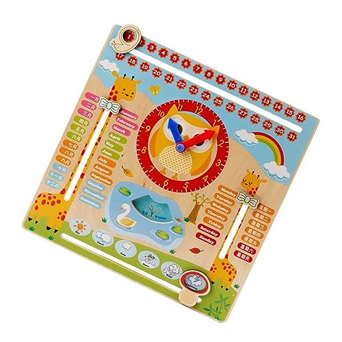 JOINPAYA 1Stk hölzerne Uhr Kleinkind Uhr Kinderspielzeug -Timer Wanduhr lernspielzeug kinderzimmer Wandspielzeug für Kalender-Uhr- von JOINPAYA