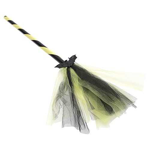 JOINPAYA 1stk Fledermausmaschenbesen Hexenbesen Zubehör Für Halloween-Besen Ornament Halloween-fledermäuse Halloween- Im Freien Girlande Glitzerstift Stangenbrot Yellow Gittergewebe von JOINPAYA