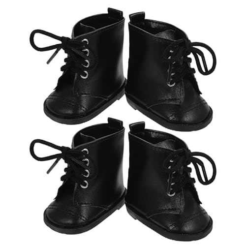 JOINPAYA 2 Paar Mädchen-puppenstiefel: Puppe Pu-Schuhe Black Dekorative Pu-Lederschuhe Puppe Verkleiden Sich Schuhe Mädchenpuppenschuhe Stiefel Für Puppenstubenpuppen von JOINPAYA