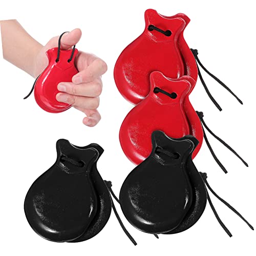 JOINPAYA 2 Paare Holz Castanets Percussion Fingerklappern Robuste Musikinstrumente mit Klarem Ergonomisch für Kleine Hände für Frühe Musikalische Bildung und Musikalische von JOINPAYA