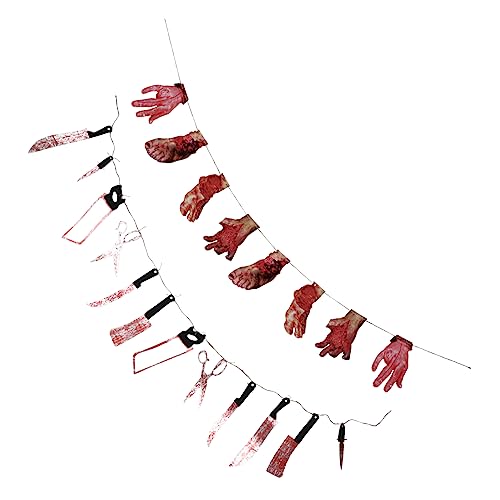 JOINPAYA 2 Sätze Halloween-String-Flaggen Halloween- im Freien blutig Aufkleber Tür Party Halloween küche Halloween dekoartikel Outdoor schreckliches Banner Blut Girlande Hanfseil von JOINPAYA