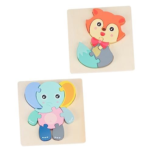 JOINPAYA 2 Sätze Holz Tier Puzzle Holzrätsel Holzpuzzle Für Kinderpuzzle Lustiges Passendes Puzzle Hölzern Colorful von JOINPAYA