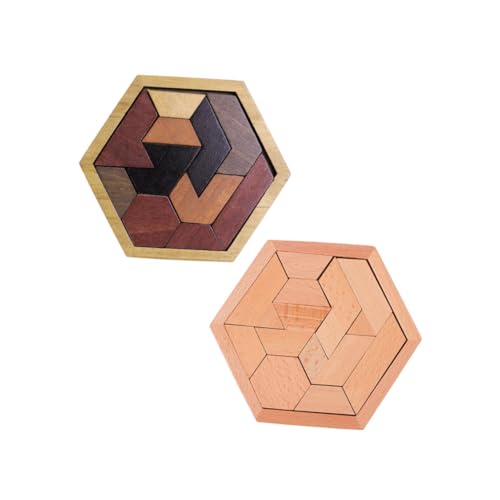 JOINPAYA 2 Sätze Holzblock Rätsel Für Kinderpuzzle Puzzlespielzeug Sechseckiges Holzpuzzle Hexagon-Puzzle Für Sechseck-Puzzle- Rätsel Hölzern von JOINPAYA
