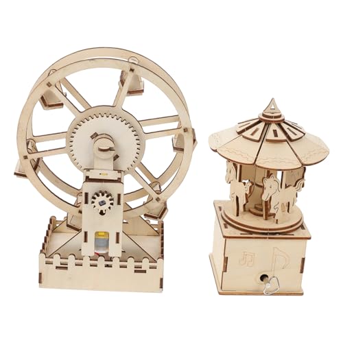JOINPAYA 2 Sätze Mechanisches Puzzle Puzzle- Kind DIY Kindererkennungsspielzeug Zum Frühen Lernen Hölzernes Maschinenspielzeug Kinderspielzeug Beige Holz von JOINPAYA