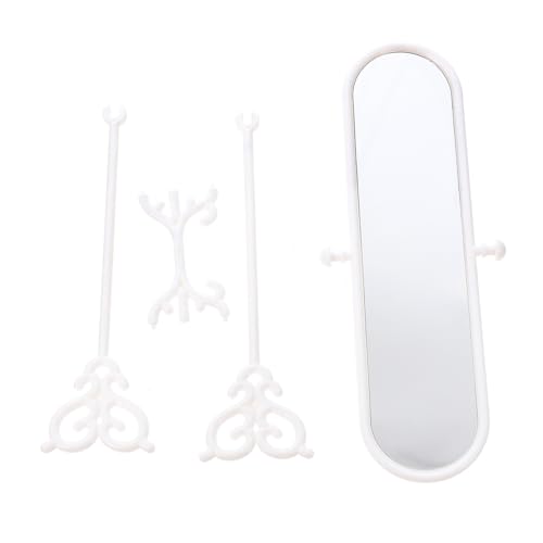 JOINPAYA 2 Sätze Miniatur Drehbarer Standspiegel Weiß Puppenhaus Dekoration Kleines Modellspiegel Accessoire für Puppenhaus Schlafzimmer Realistische Miniatur Deko für Kinderzimmer von JOINPAYA
