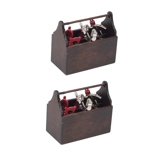 JOINPAYA 2 Sätze Puppenhaus-Werkzeugkasten Miniaturen Home Decor wohnungsdeko Home Dekoration Room Decor for raumdeko Mini- -Layout- Mini-Toolbox-Anzugmodell Legierung Brown von JOINPAYA