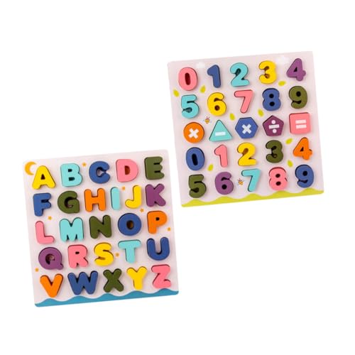 JOINPAYA 2 Sätze Puzzle Blöcke Alphabet Und Bildungsblöcke Nummernalphabetblöcke Hölzern von JOINPAYA
