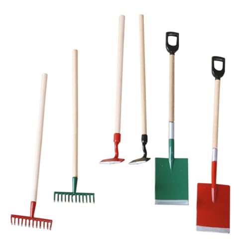 JOINPAYA 2 Sätze Zubehör für Puppenhäuser Miniatur Mini-Puppenhauszubehör Garten geräte Set entzückende Mini-Farmwerkzeuge verschleißfeste Mini-Farmwerkzeuge Puppenzubehör hölzern von JOINPAYA