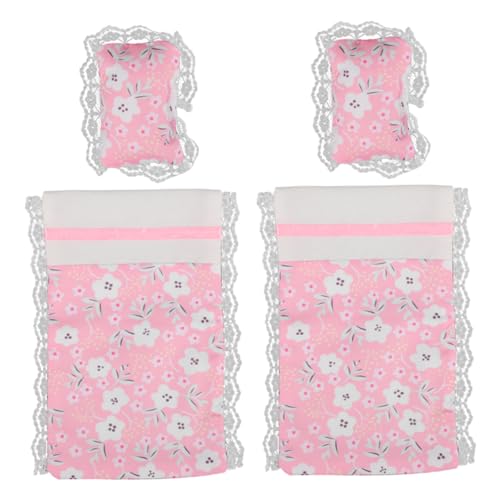 JOINPAYA 2 Satz Puppenhausbettwäsche Toy Dollhouse Möbel vortäuschen Spielmöbel tun so, als würden sie Mini-Bettwäscheset Miniaturkissen Mini-Puppenhausmöbel Stoff von JOINPAYA