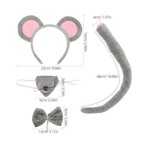 JOINPAYA 2 Sets -Kostüm-Zubehör-Set: Rattenmaus-Kostüm, Ohren-Stirnband, Nase, Fliege für Halloween – -Tier-Stirnband JOINPAYA 2 Sets -Kostüm-Zubehör-Set: Rattenmaus-Kostüm, Ohren-Stirnband, Nase, Fliege für Halloween – -Tier-Stirnband von JOINPAYA