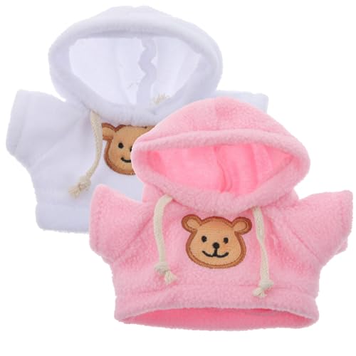 JOINPAYA 2 Stück Bärenpuppenkleidung Mini-Plüschbärenhemden Stofftierbären-Hoodie Puppenverkleidungskostümzubehör Für 20 cm Große Bärenpuppen Und Tierpuppen von JOINPAYA