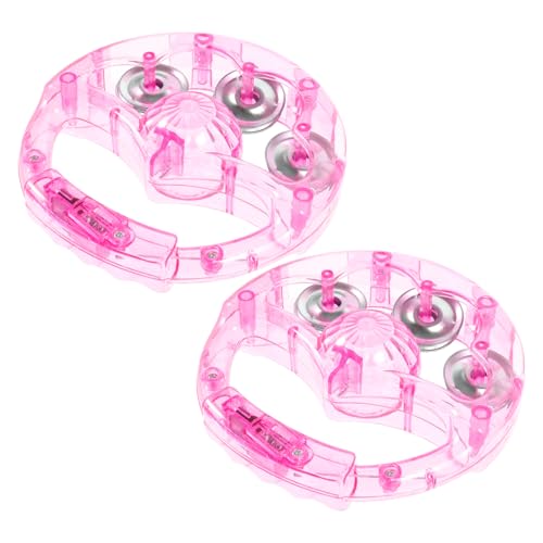 JOINPAYA 2 Stück Blitzrasseln caakg Rattle musikalisches schellenrassel klappern glühen Leuchtend Musical LED blinken für Karaoke-Zubehör Schlaginstrumente Tamburin Plastik Rosa von JOINPAYA