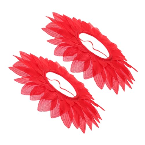 JOINPAYA 2 Stück Blumenhaube lustige kopfbedeckung Zeremonienprop Blumenhut Tanzkostüm Blumenkopfschmuck Sonnenblumenkopfbedeckung Sonnenblumen-Kopfbedeckung Seidentuch rot von JOINPAYA