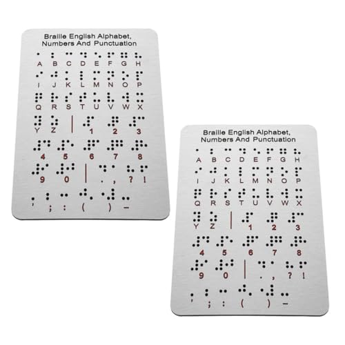 JOINPAYA 2 Stück Braille Lernboard mit Erhabenen Punkten für Buchstaben Zahlen und Satzzeichen Taktiles Lernspielzeug für Sehbehinderte Langlebiges Interaktives Braille Alphabet für Schule von JOINPAYA