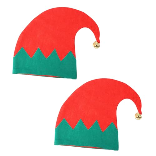JOINPAYA 2 Stück Elfenhut Mädchen Elfenmützen für Kostüm weihnachtsmütze für weihnachtsmannmützen für Weihnachts-Cosplay-Kopfschmuck Weihnachtshut Goldener Samt rot von JOINPAYA