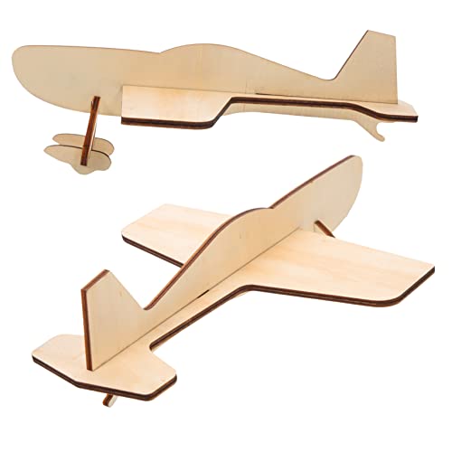 JOINPAYA 2 Stück Flugzeug aus Holz Spielzeugflugzeuge Holzspielzeugflugzeug Flugzeugspielzeug Bauen zusammen DIY - Montageprojekt für Modellflugzeug von JOINPAYA