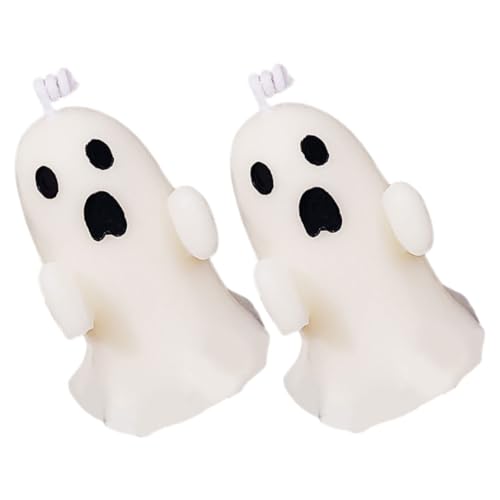 JOINPAYA 2 Stück Halloween-Geisterkerze Teelichter Dekorationen Fälschung mit Halloween Geisterkerze Sojawachskerze für Halloween Dekorative Geisterkerzen Kerzenschmuck Sojamischwachs Weiß von JOINPAYA