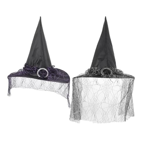 JOINPAYA 2 Stück Halloween Hexenhüte Teilig für Erwachsene und Gotischer Party Hexenhut mit Tüll Klassischer Schwarzer und Violetter Zaubererhut für Halloween Kostüm und Karneval JOINPAYA 2 Stück Halloween Hexenhüte Teilig für Erwachsene und Gotischer Party Hexenhut mit Tüll Klassischer Schwarzer und Violetter Zaubererhut für Halloween Kostüm und Karneval von JOINPAYA