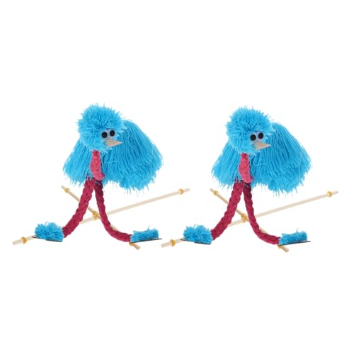 JOINPAYA 2 Stück Holz Marionetten Puppen mit Plüsch Handgelenk Marionette Strauß Weiche Sensorische Textur Tragbar für Puppentheater und Interaktives Rollenspiel von JOINPAYA