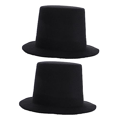 JOINPAYA 2 Stück Hut Accessoires accesories Teddybärhüte Kostüm Puppe klein Weiß Zubehör Mini-Zylinder Miniatur-Tops-Hüte DIY-Tops-Hüte Mini-Tops-Hüte Zylinderhüte zum Basteln Stoff Black von JOINPAYA